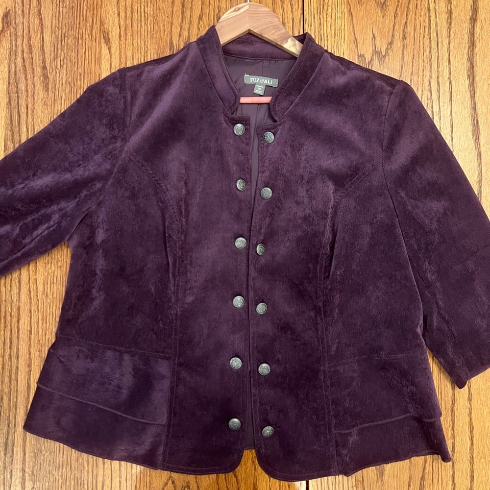 Brand roz&ali purple corduroy jacket, size 1X